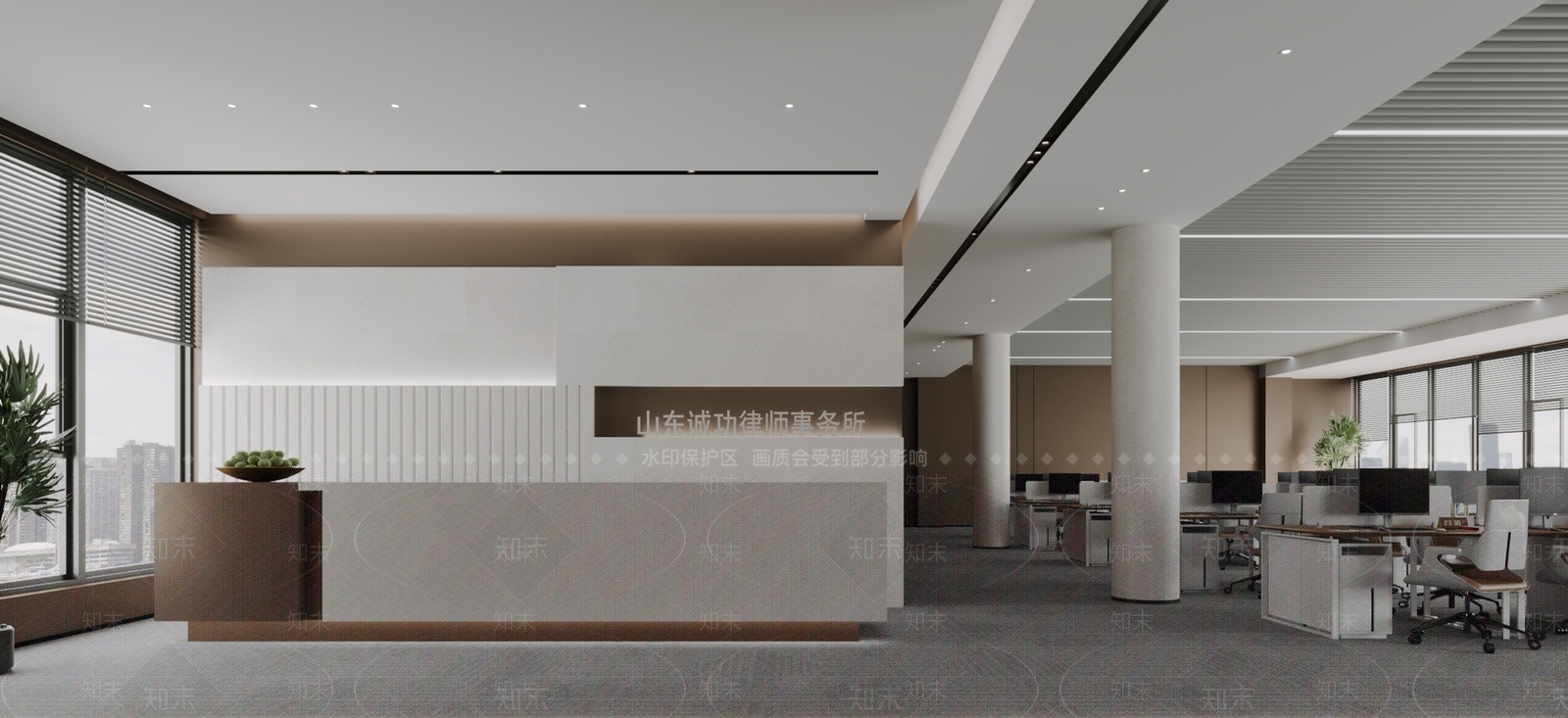 现代办公门厅公共办公室3D模型下载【ID:1162261946】