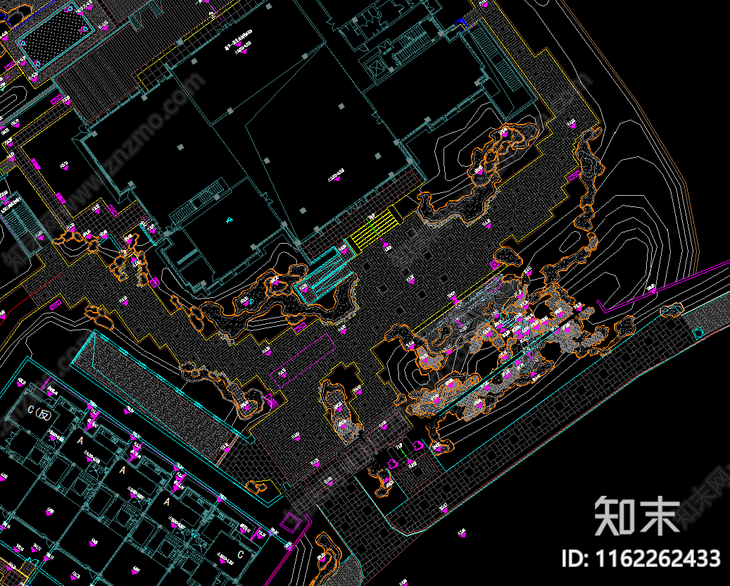 排屋区中式别墅小区景观规划平面施工图下载【ID:1162262433】