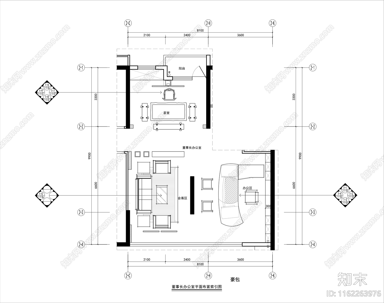 董事长办公室施工图下载【ID:1162263976】