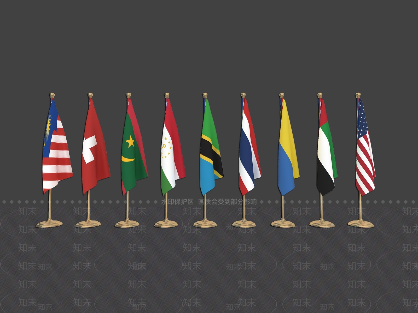 国旗3D模型下载【ID:1162264923】