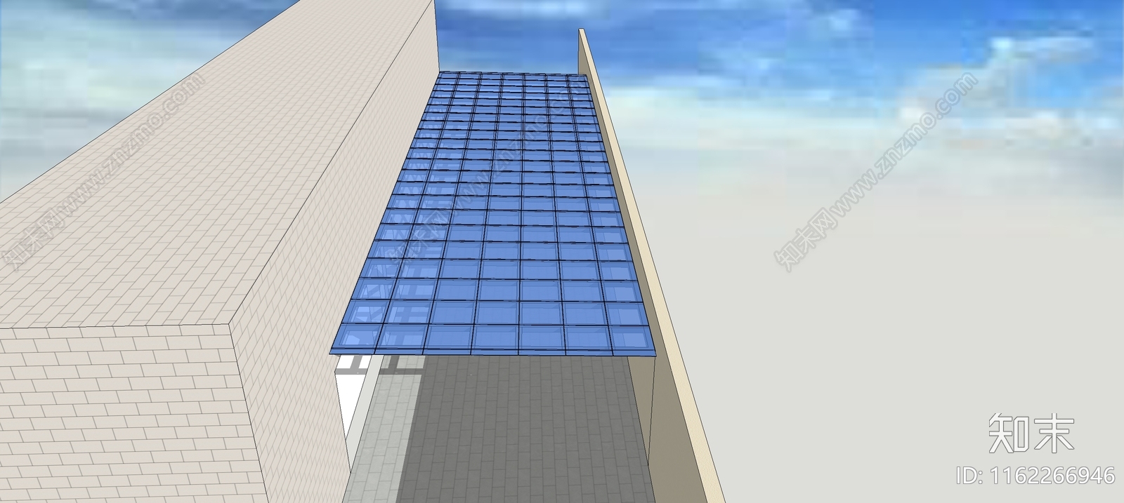 楼道阳光房玻璃顶SU模型下载【ID:1162266946】