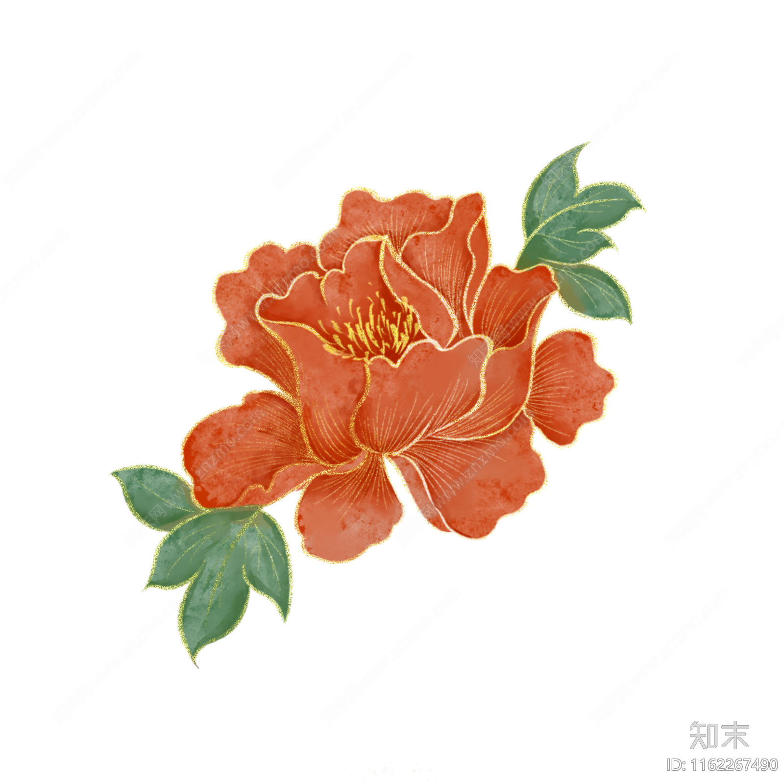 PSD免抠植物国潮牡丹花下载【ID:1162267490】