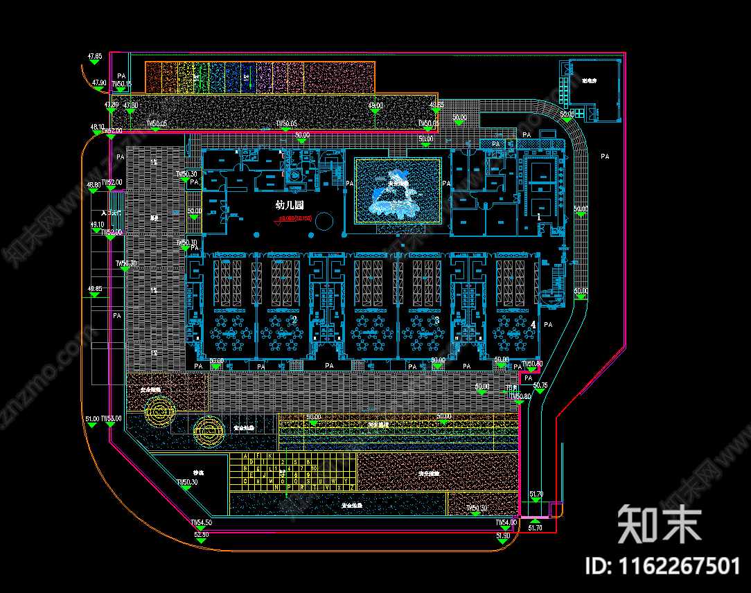 现代幼儿园室外景观平面施工图下载【ID:1162267501】