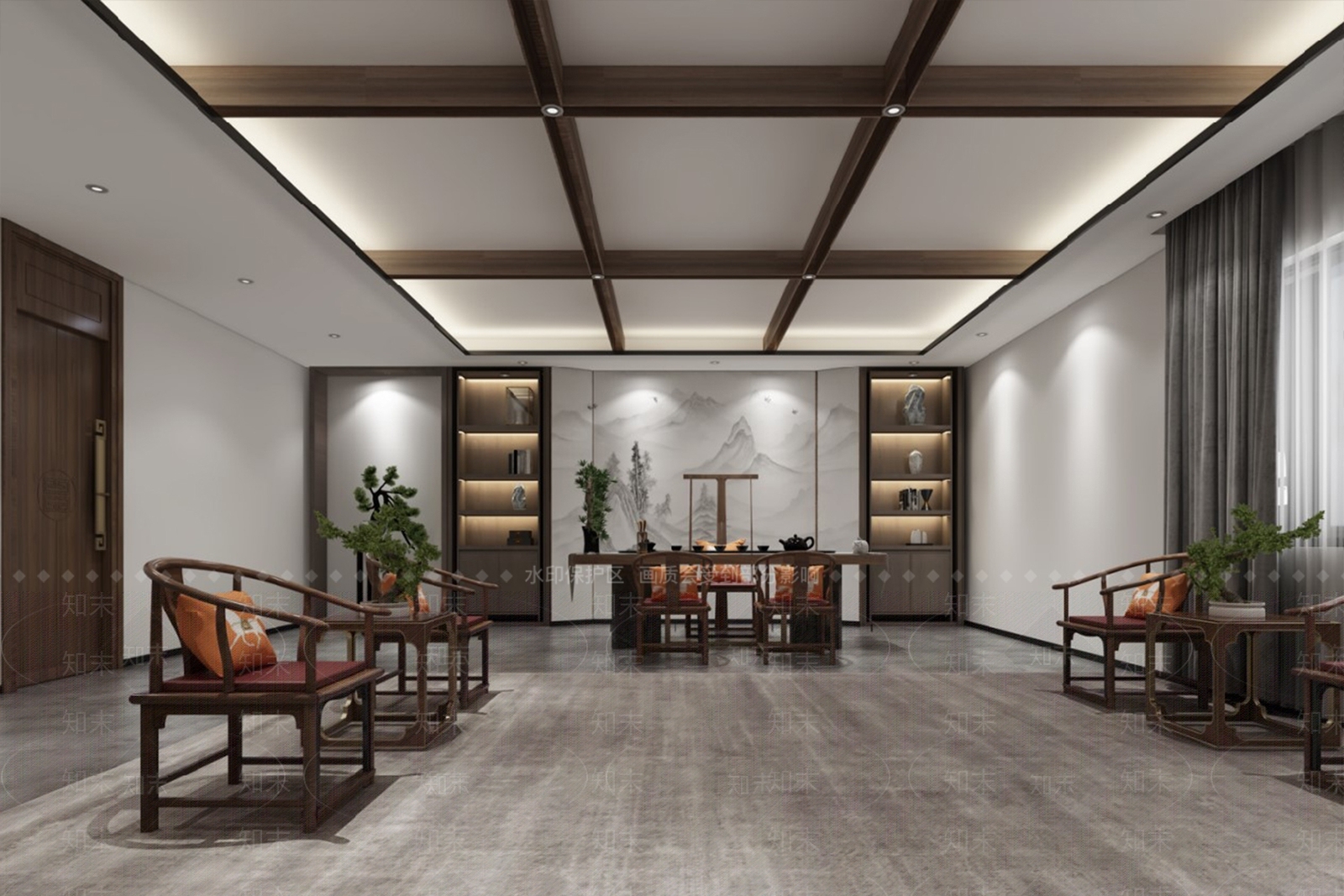 现代新中式接待室3D模型下载【ID:1162268404】