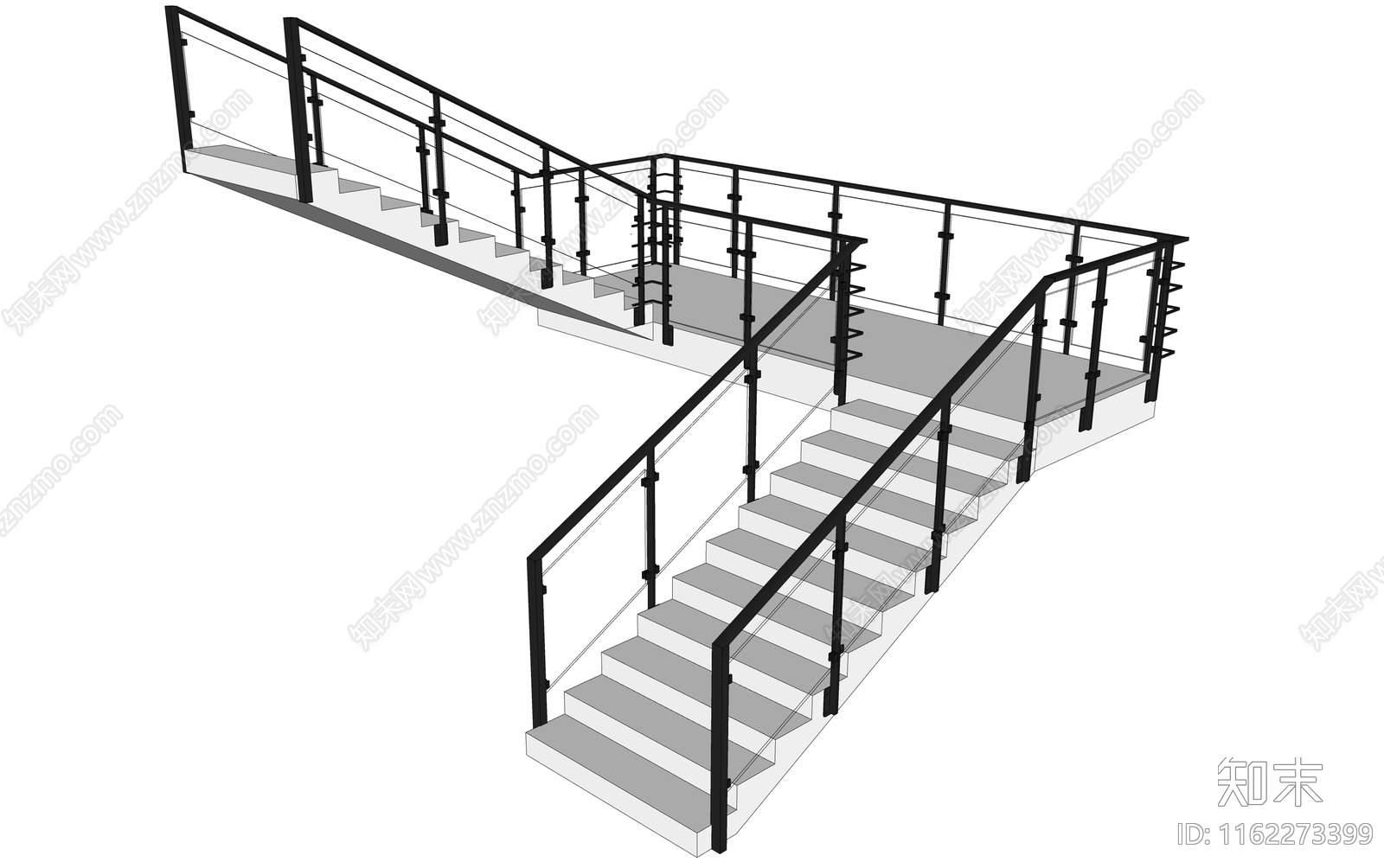 现代扶手楼梯SU模型下载【ID:1162273399】