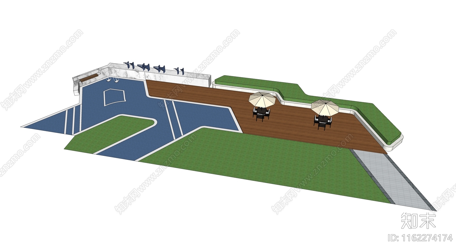 小区休闲草坪SU模型下载【ID:1162274174】