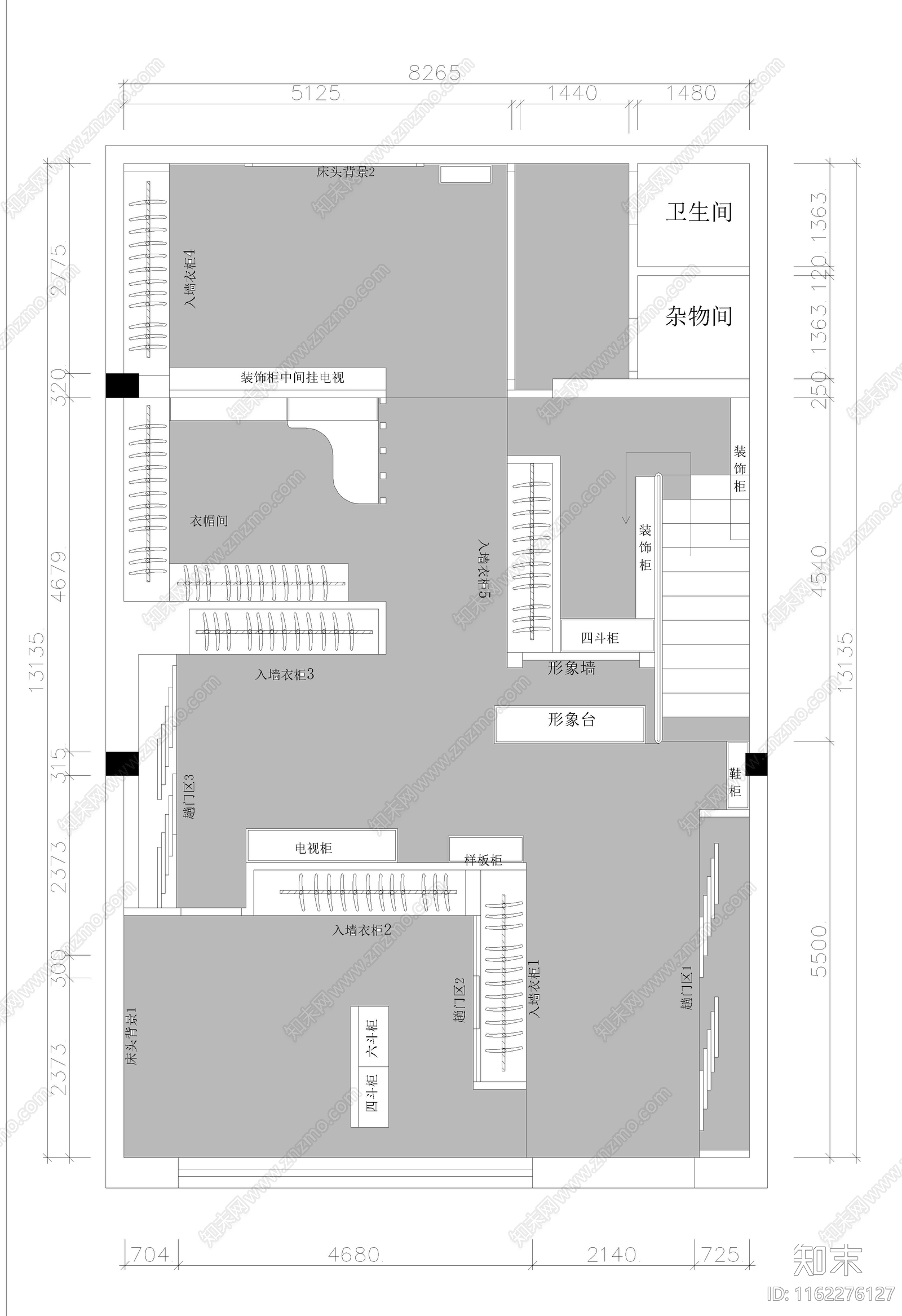 全套衣柜展厅CAcad施工图下载【ID:1162276127】