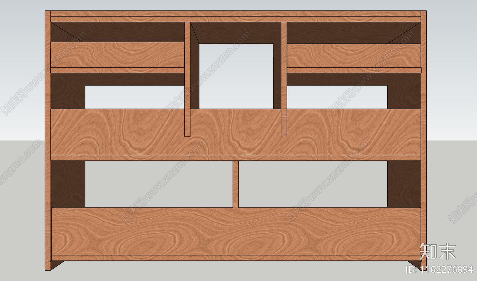 现代木制书架SU模型下载【ID:1162276894】