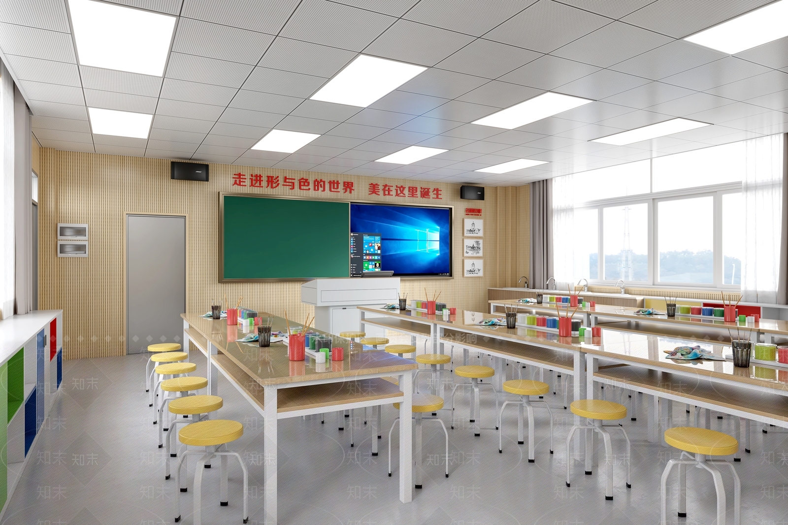 中学小学美术教室3D模型下载【ID:1162279185】
