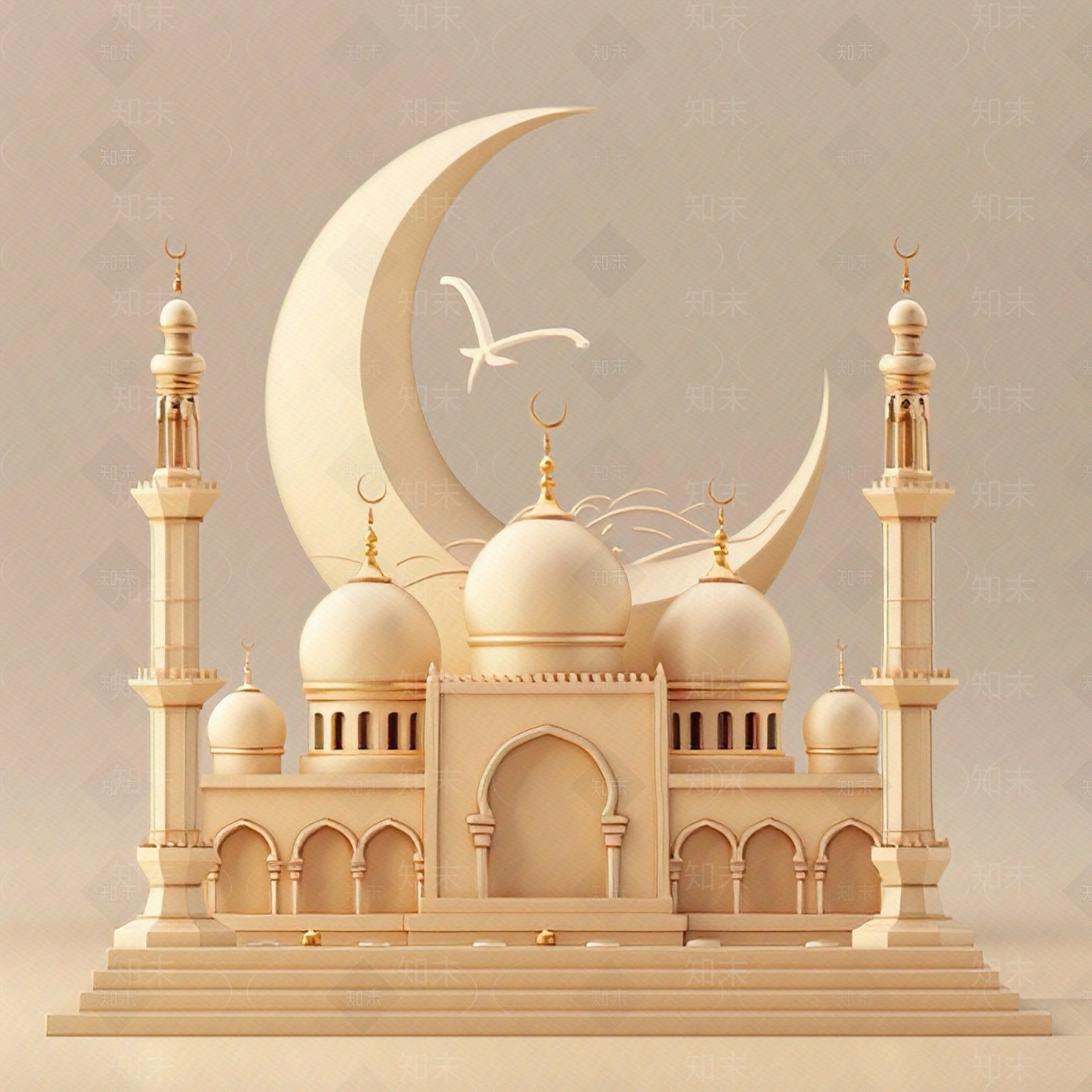 奶油风城堡建筑装饰画贴图下载【ID:1162280778】