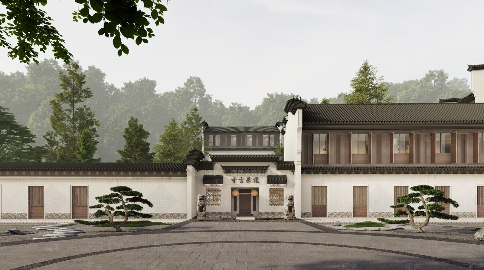 山林日暮古寺SU模型下载【ID:1162283960】