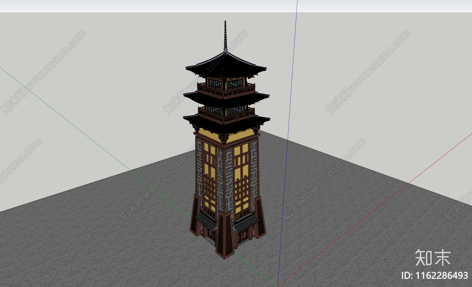 寺庙塔楼SU模型下载【ID:1162286493】