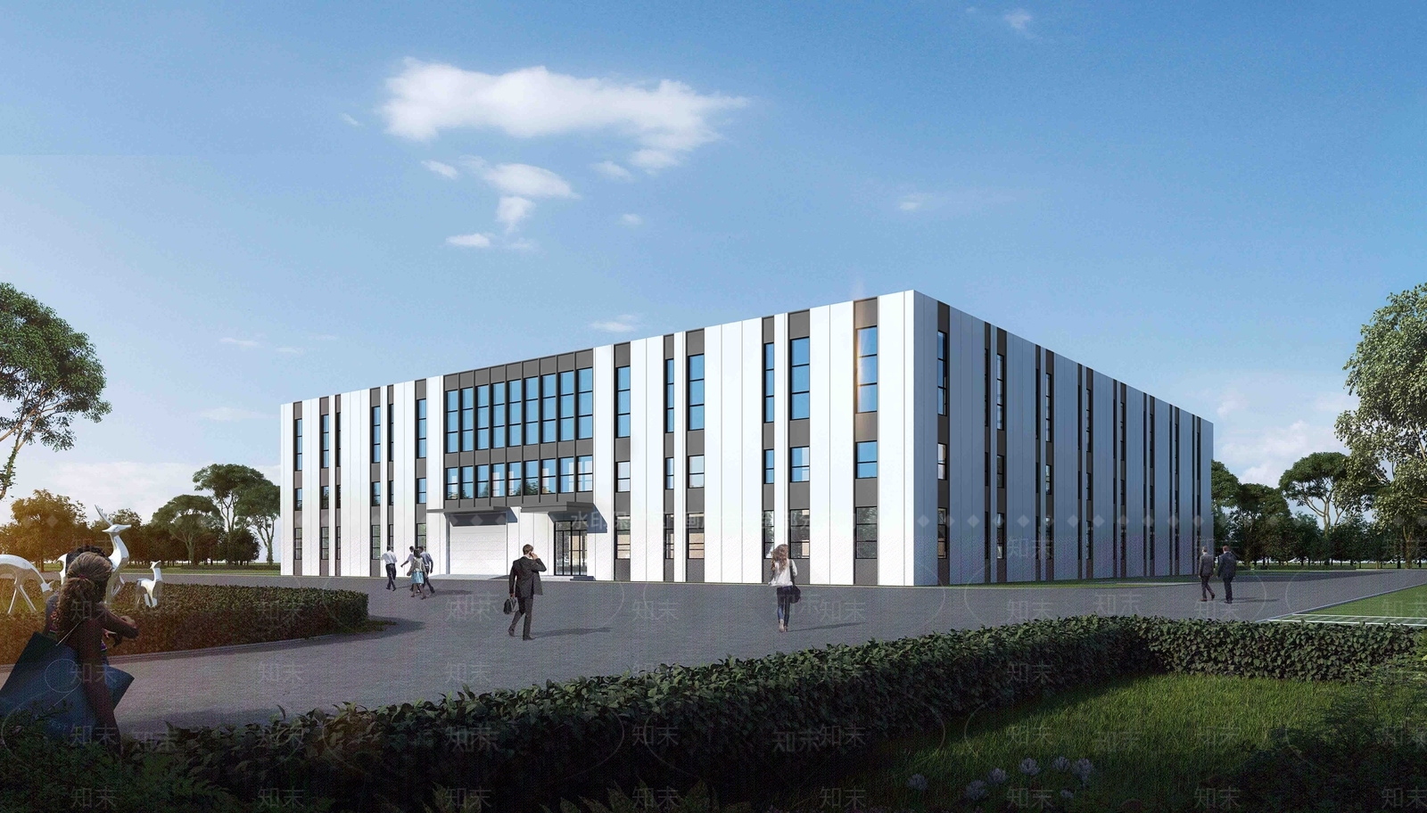 工业产业园厂房建筑3D模型下载【ID:1162289343】