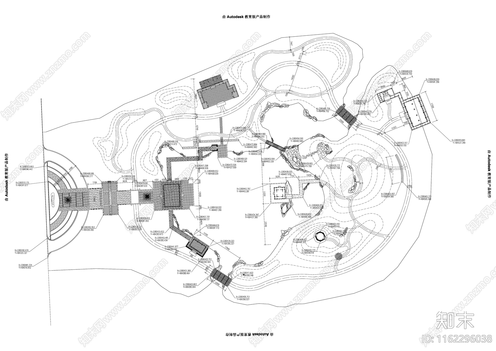 中式湖心岛景观公园总平面图施工图下载【ID:1162296038】