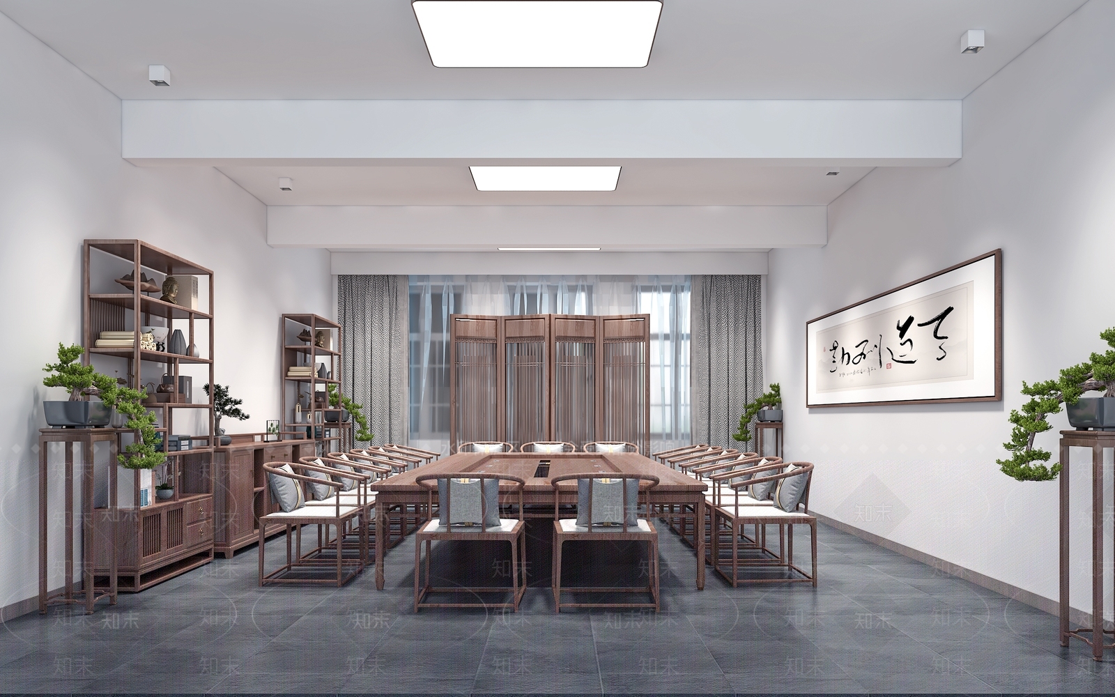 中式会议室3D模型下载【ID:1162296741】