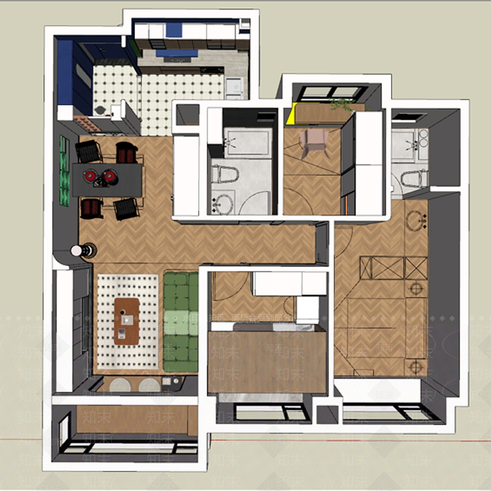 马蒂斯室内软装搭配风格SU模型下载【ID:1162322295】