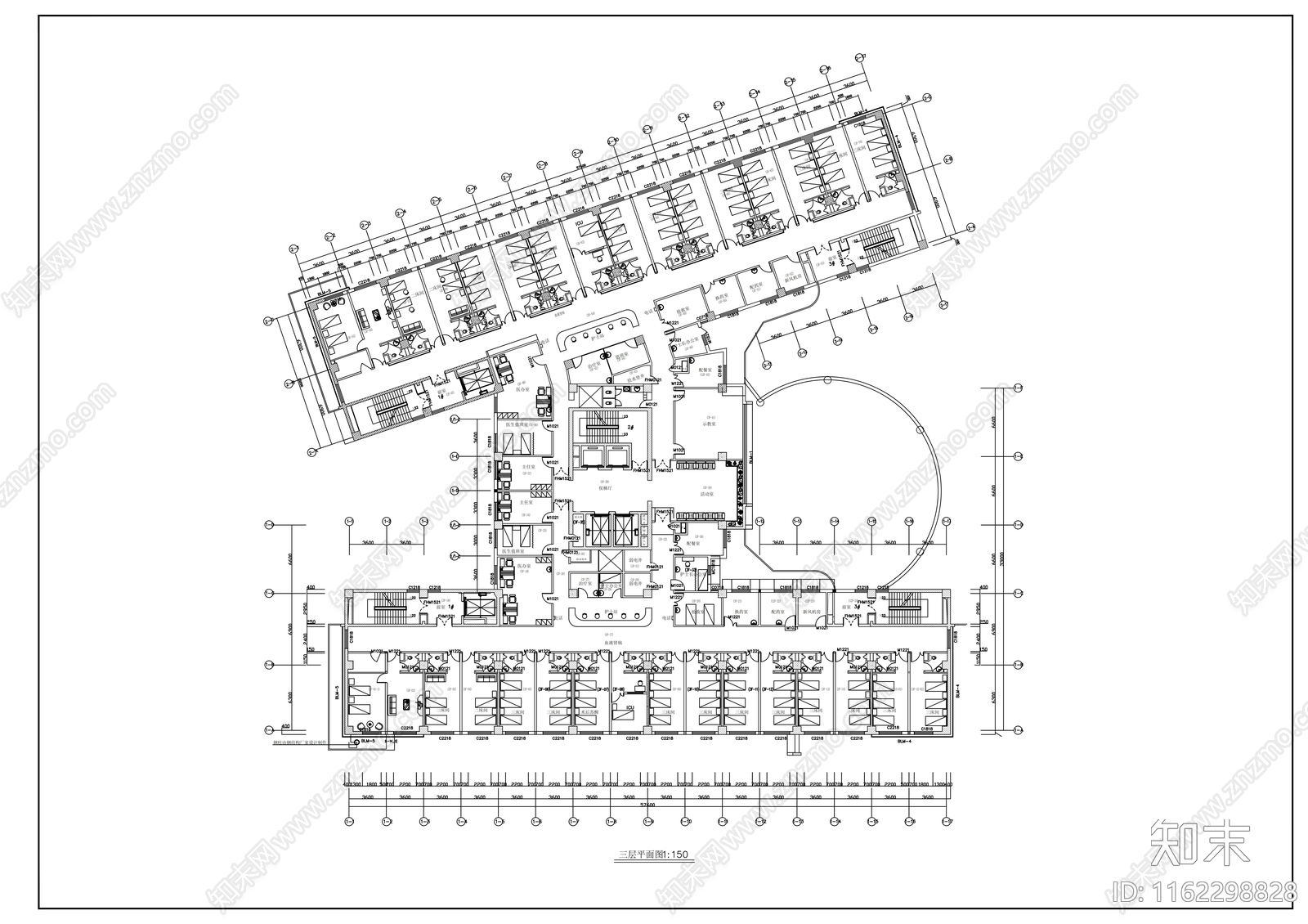 医院平面布置图施工图下载【ID:1162298828】
