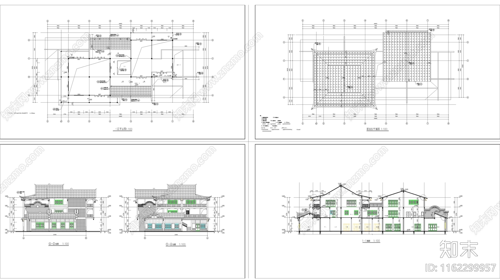 古建商业街图纸cad施工图下载【ID:1162299957】