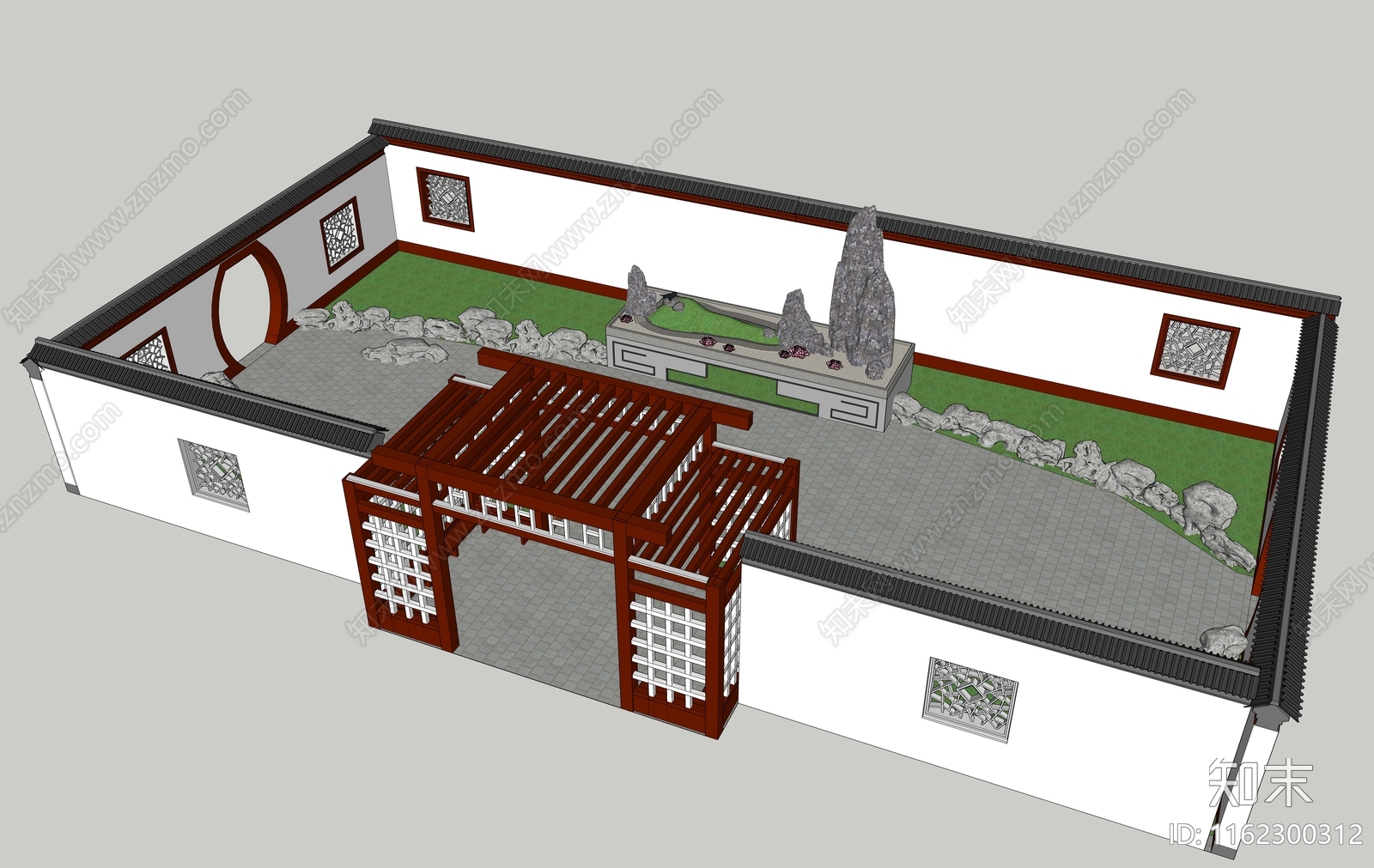 古建园林公园入口景观苏州园林SU模型下载【ID:1162300312】