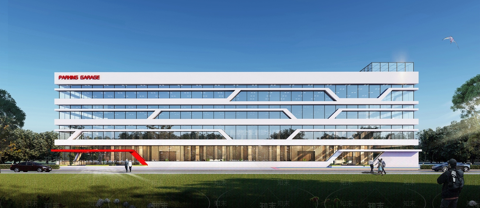 现代立体停车楼建筑3D模型下载【ID:1162302345】