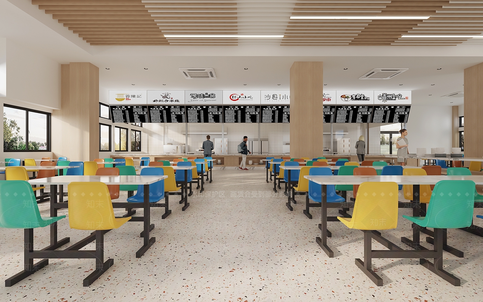 现代风学校食堂3D模型下载【ID:1162304632】