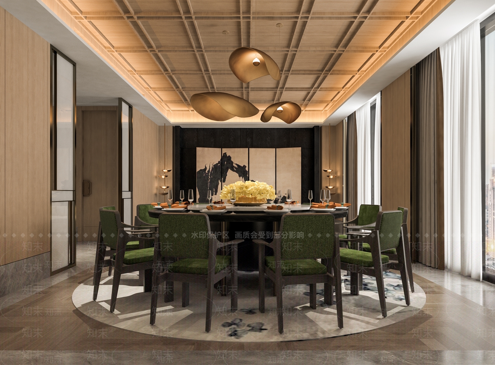 现代餐饮包厢3D模型下载【ID:1162304942】