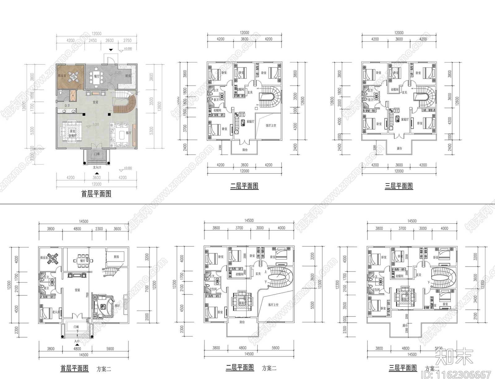 6套精品三层农村自建房别墅CA施工图下载【ID:1162306667】