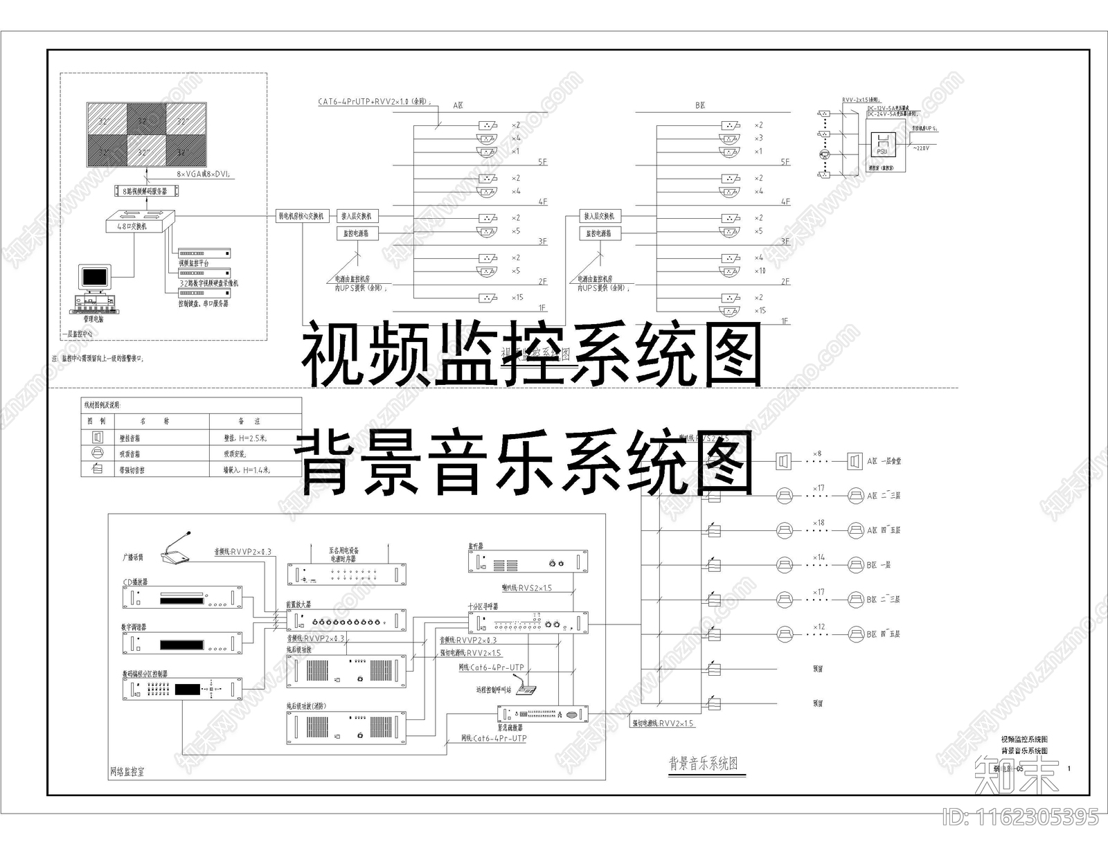 机房工程系统图常用弱电cad施工图下载【ID:1162305395】