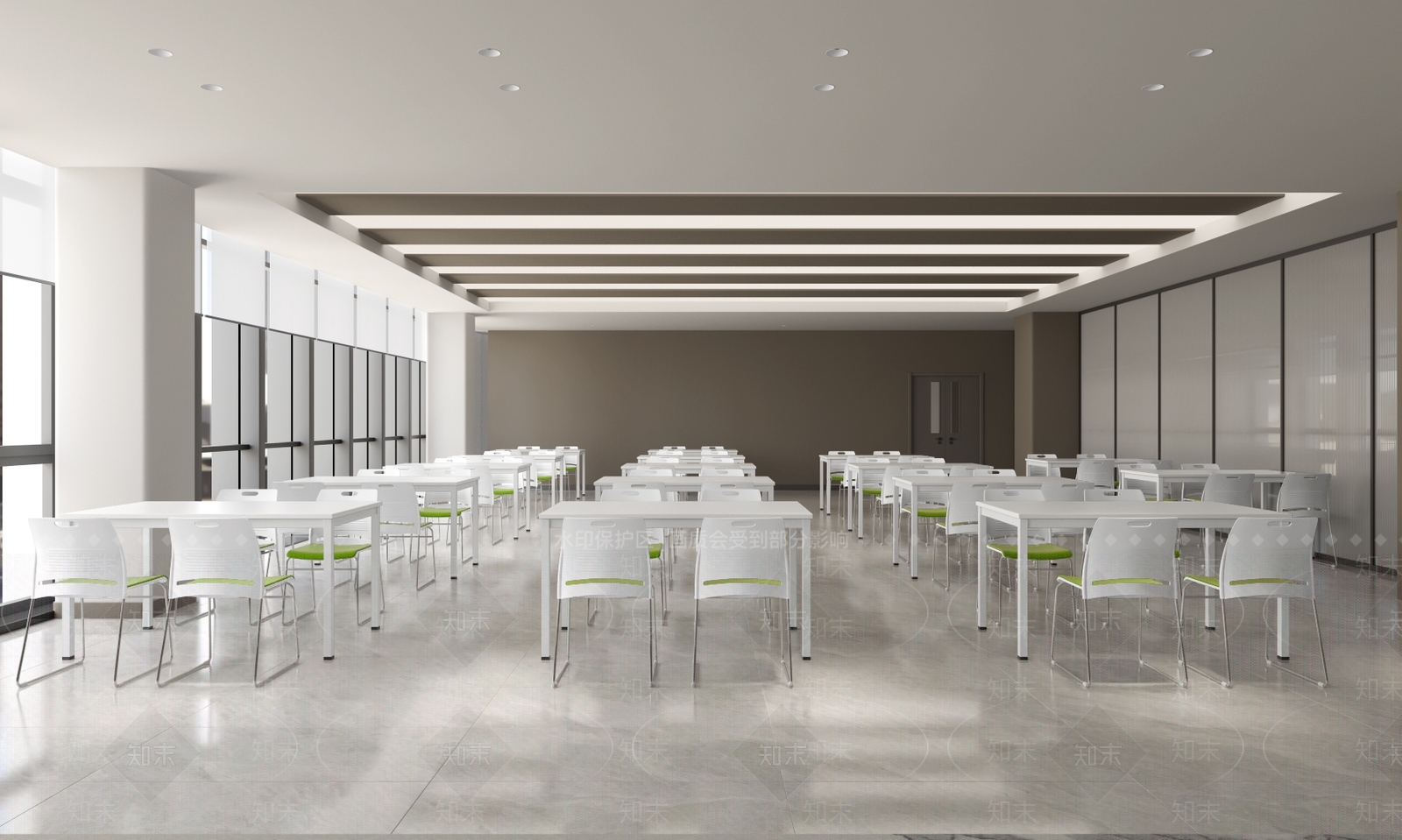 现代员工食堂餐厅餐桌餐椅3D模型下载【ID:1162305946】