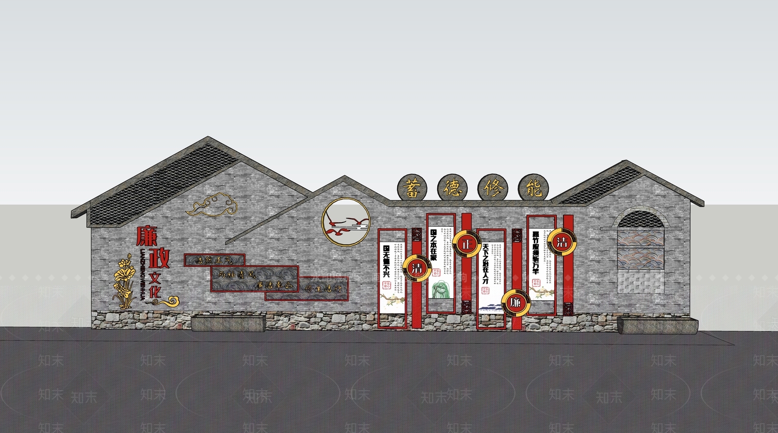 乡村党建景观小品红色文化小品SU模型下载【ID:1162307048】