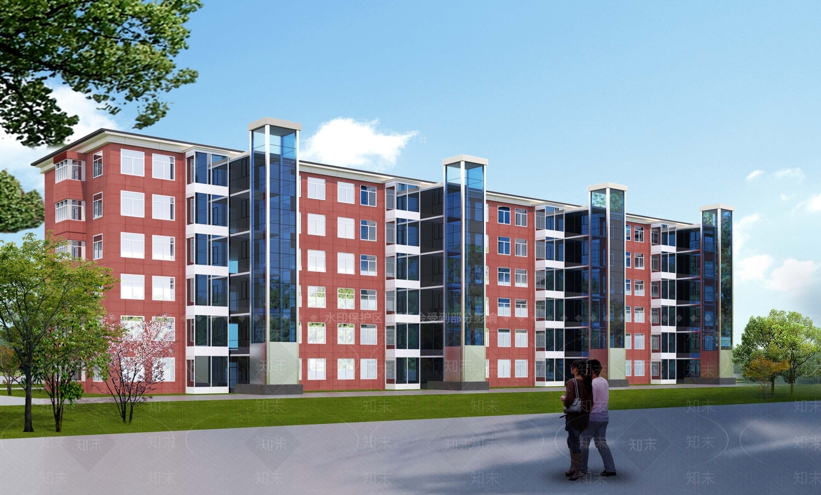 高层住宅3D模型渲染效果图