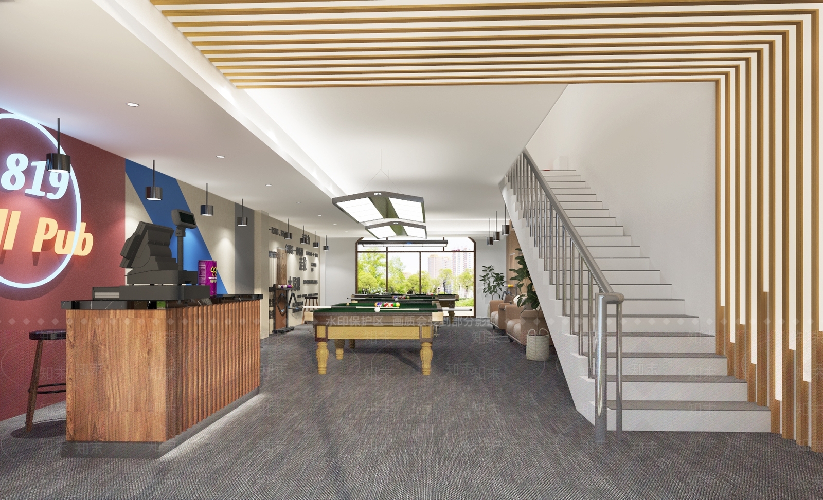 现代台球厅3D模型下载【ID:1162309802】