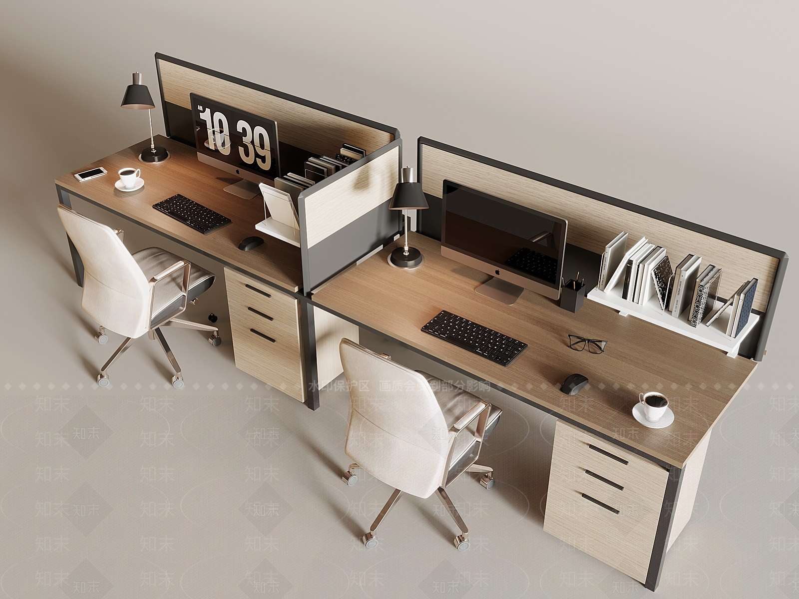 现代办公桌椅组合3D模型下载【ID:1162307196】