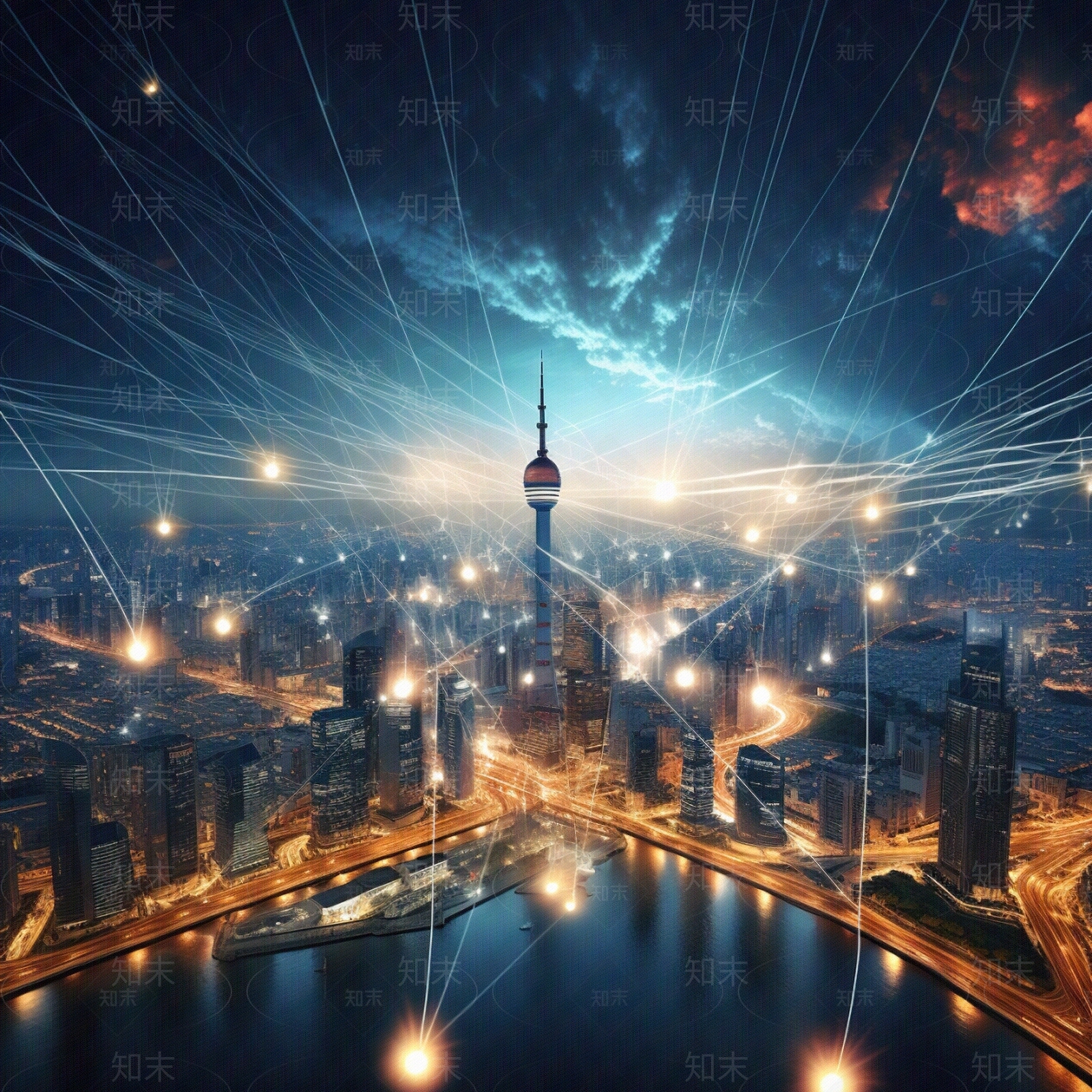 夜晚灯光城市外景贴图下载【ID:1162308140】