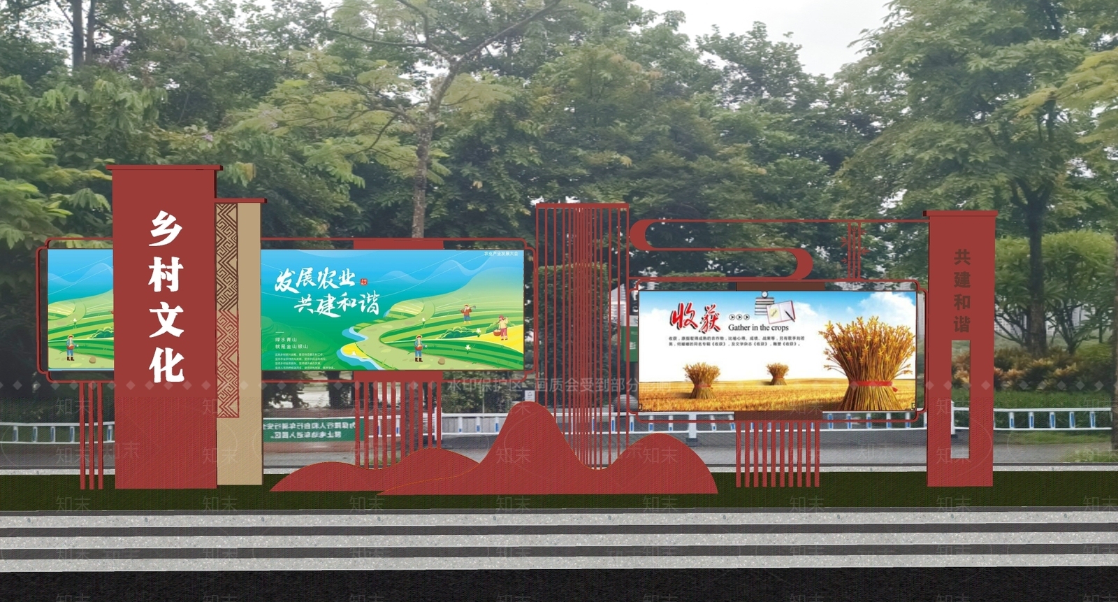 新中式景观小品SU模型下载【ID:1162308931】