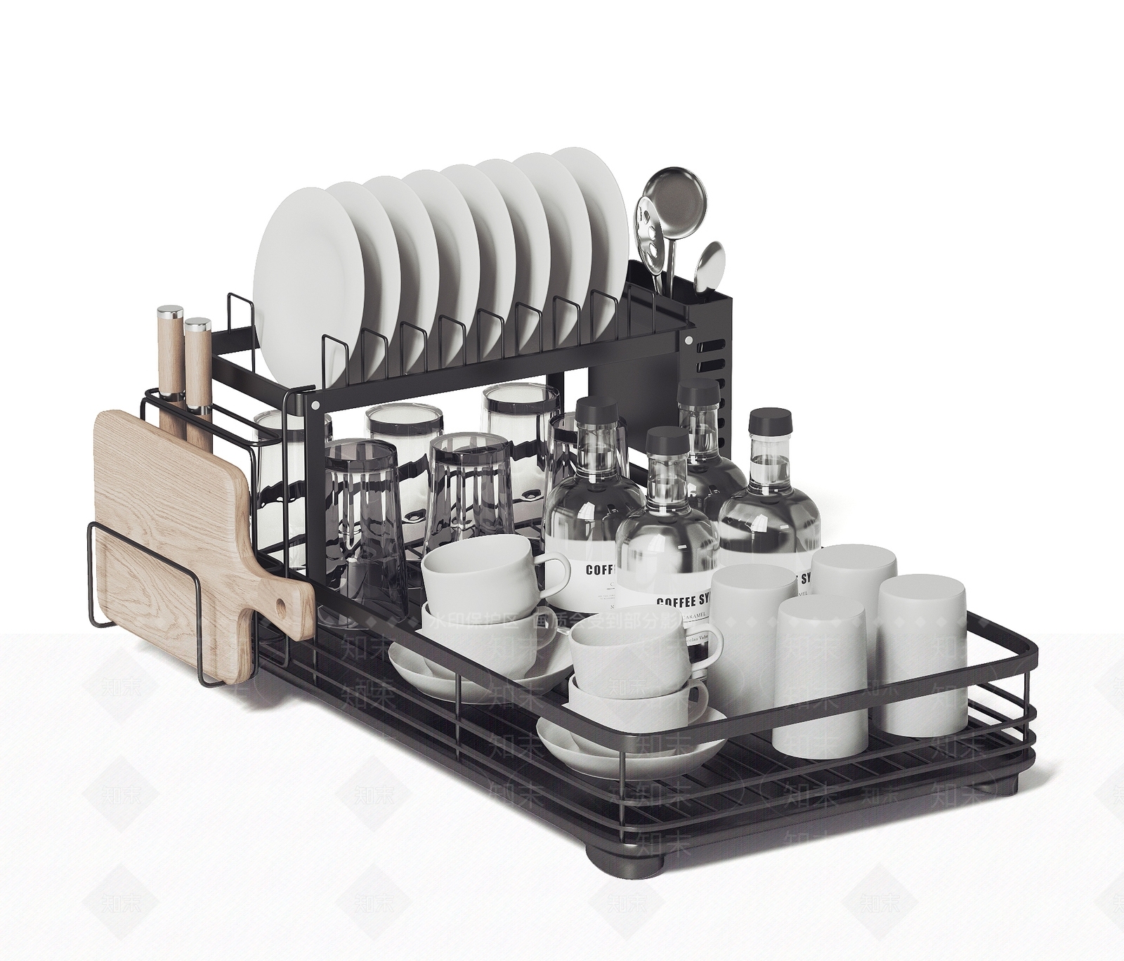 现代厨房餐具组合3D模型下载【ID:1162309099】