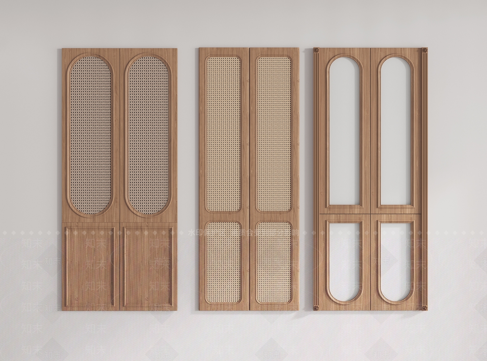 侘寂衣柜门组合3D模型下载【ID:1162312566】