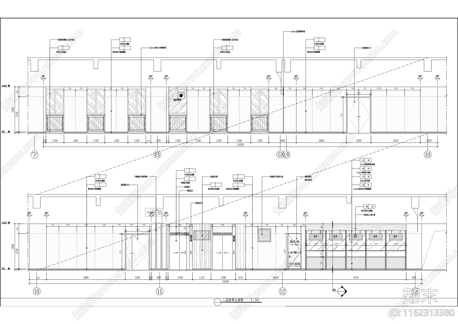 中医院门急诊医技楼装饰装cad施工图下载【ID:1162313380】