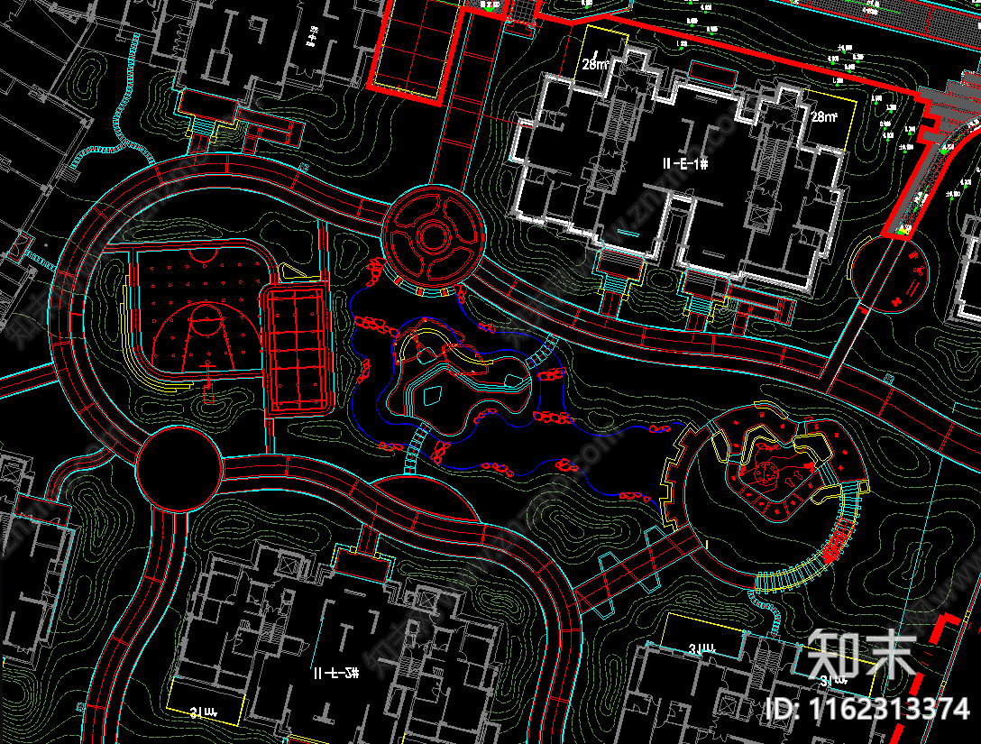 现代小区大区景观规划设计总平面施工图下载【ID:1162313374】