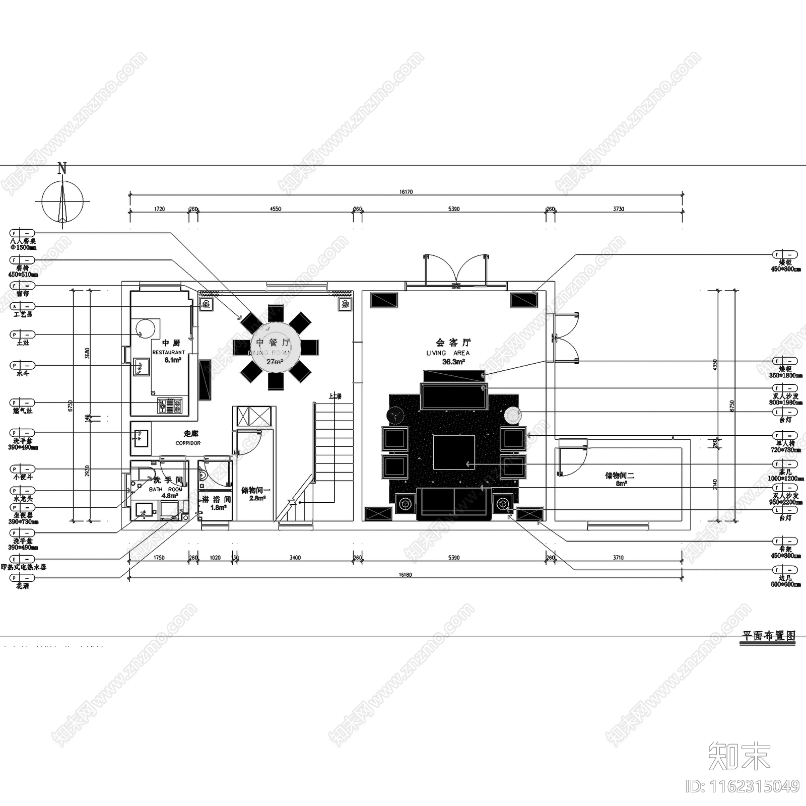 新中式中式淳安千岛湖三层别墅室内家装cad施工图下载【ID:1162315049】