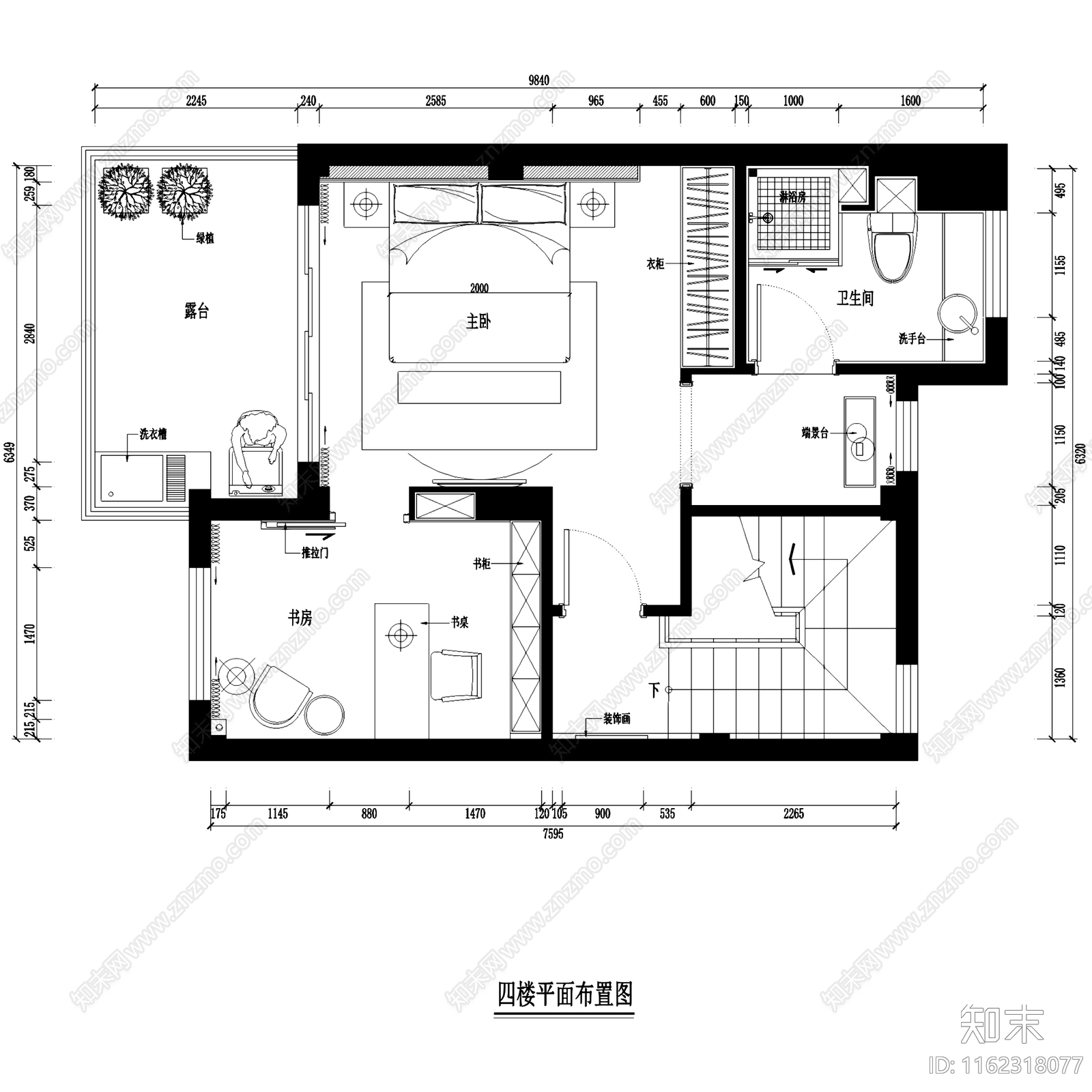 现代简约建瓯城市花园四层别墅室内家装cad施工图下载【ID:1162318077】