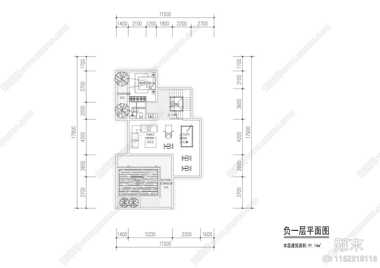 100㎡内别墅户型施工图下载【ID:1162318116】