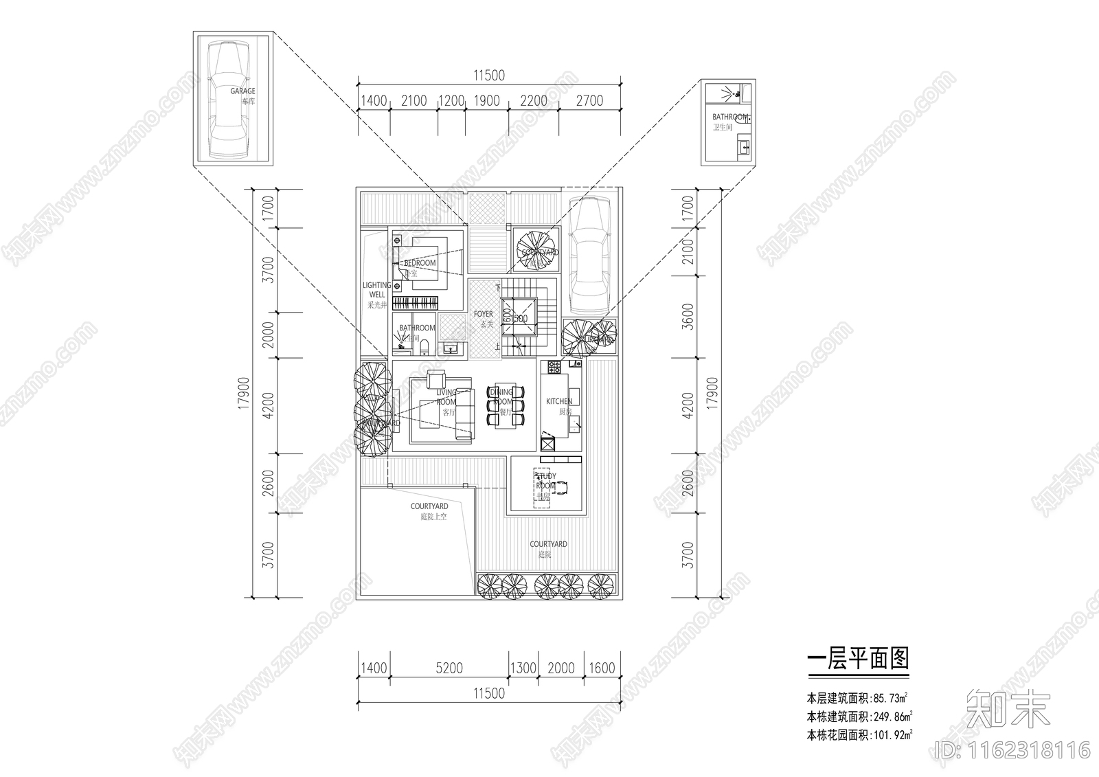 100㎡内别墅户型施工图下载【ID:1162318116】