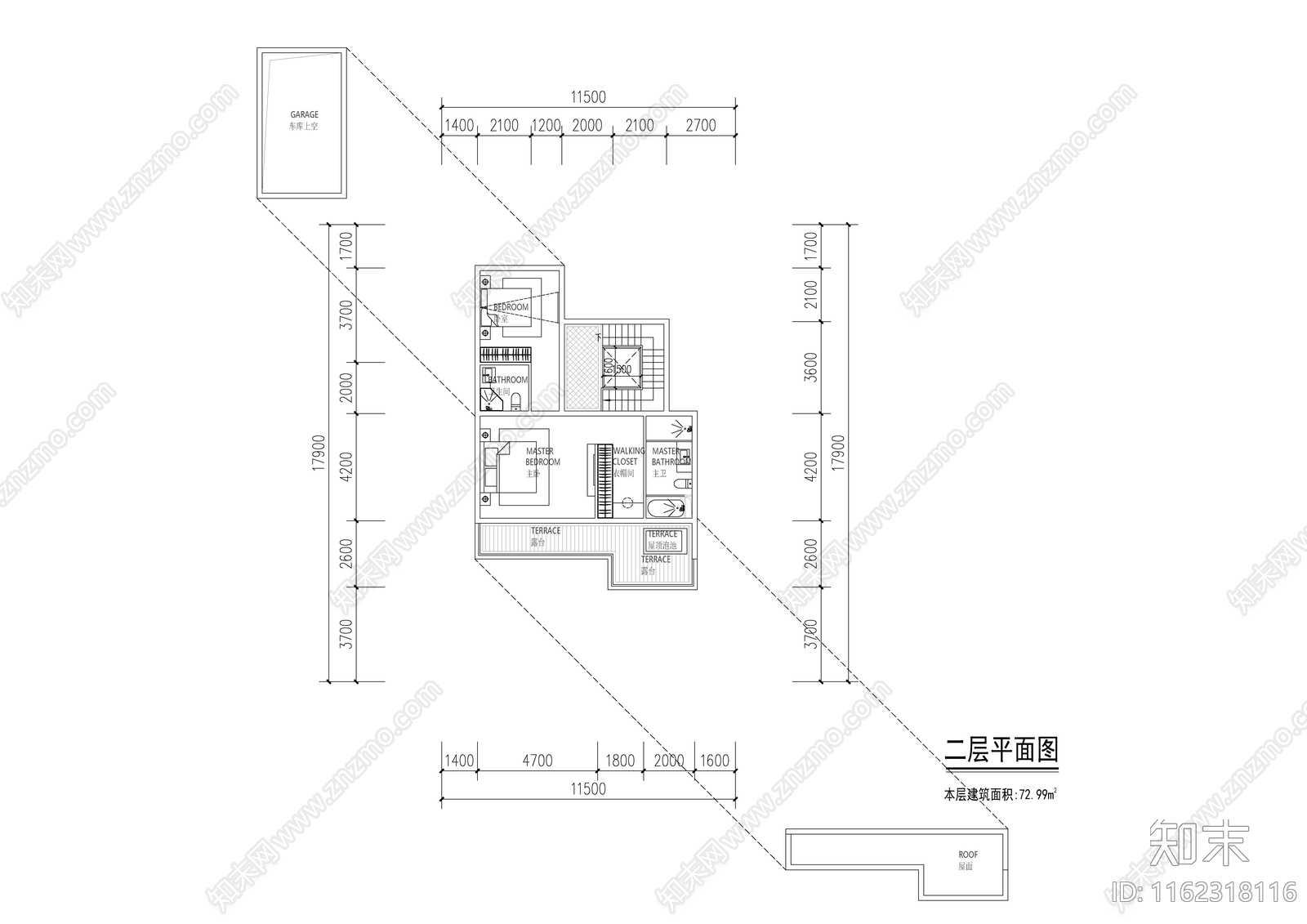 100㎡内别墅户型施工图下载【ID:1162318116】