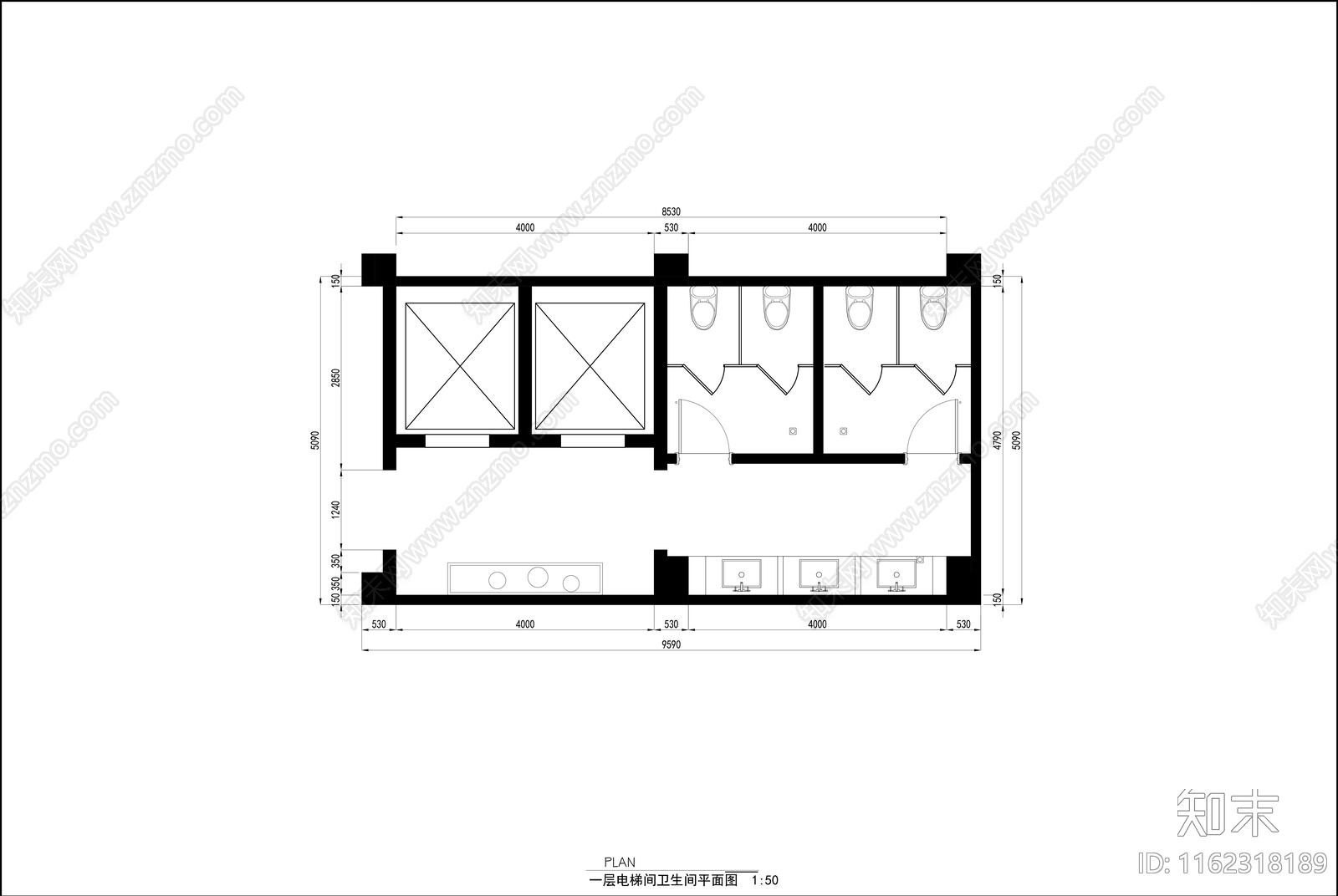 电梯间卫生cad施工图下载【ID:1162318189】