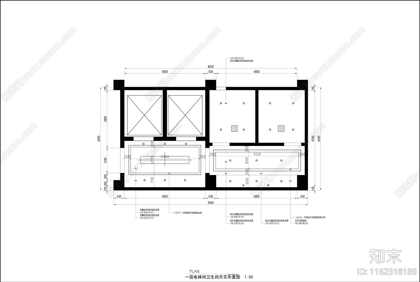 电梯间卫生cad施工图下载【ID:1162318189】