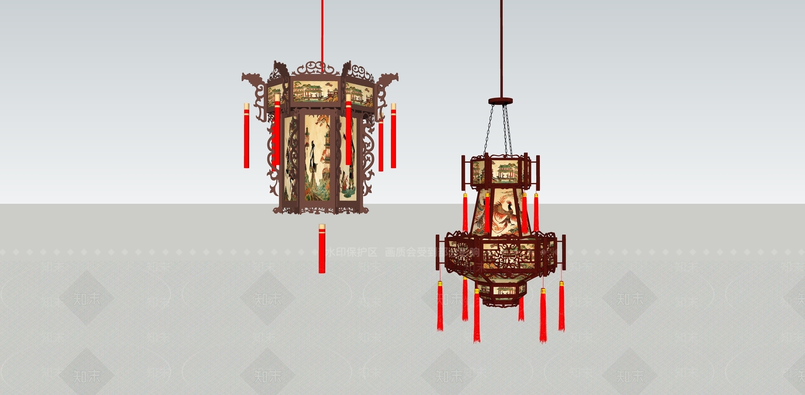 中式皮影走马灯SU模型下载【ID:1162319007】