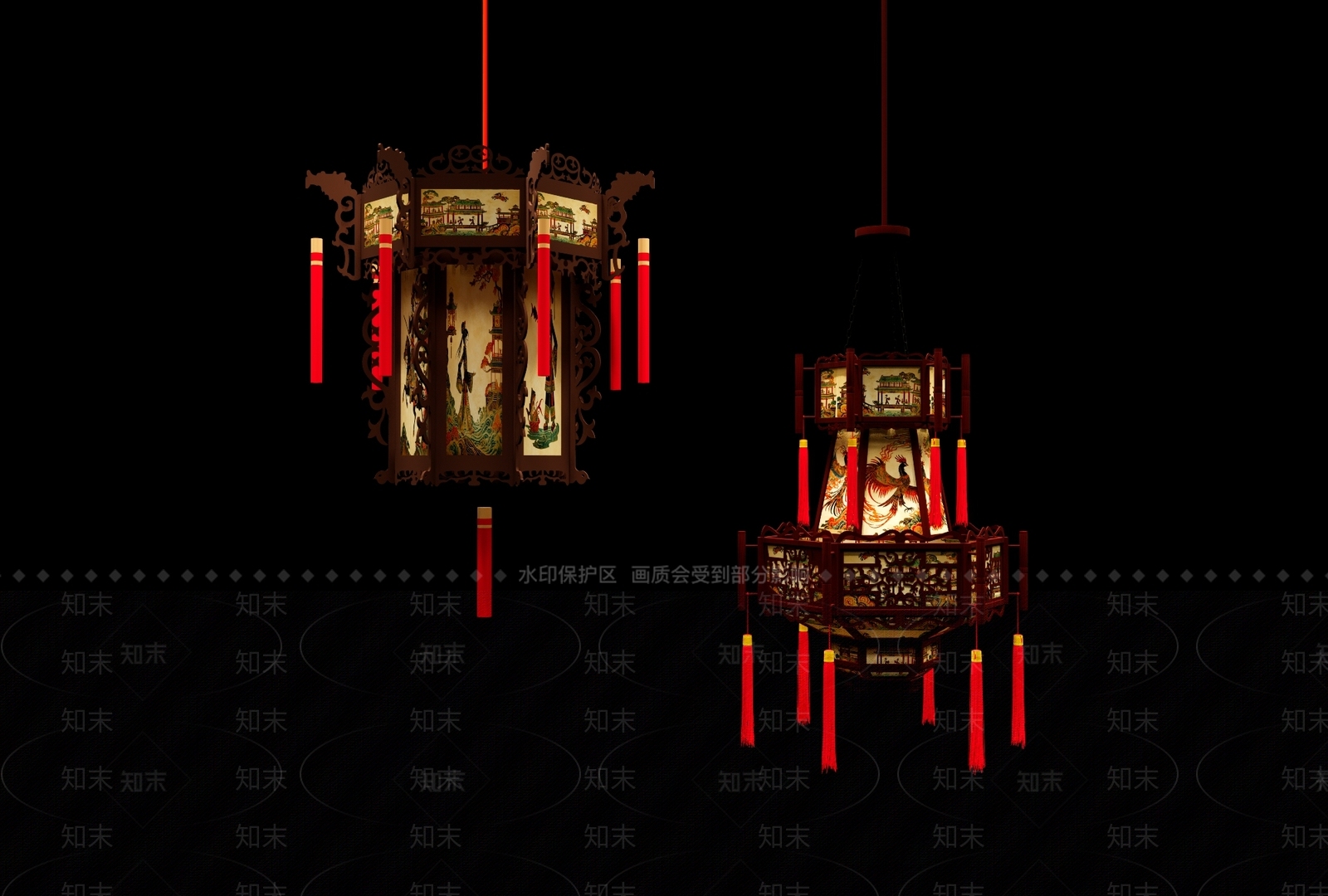 中式景观灯SU模型草图