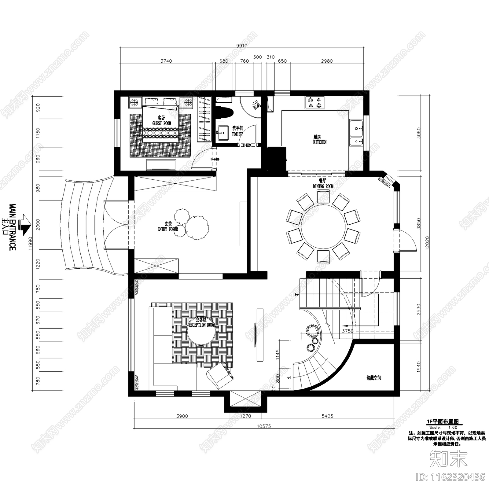 欧式三层别墅私宅室内家装cad施工图下载【ID:1162320436】