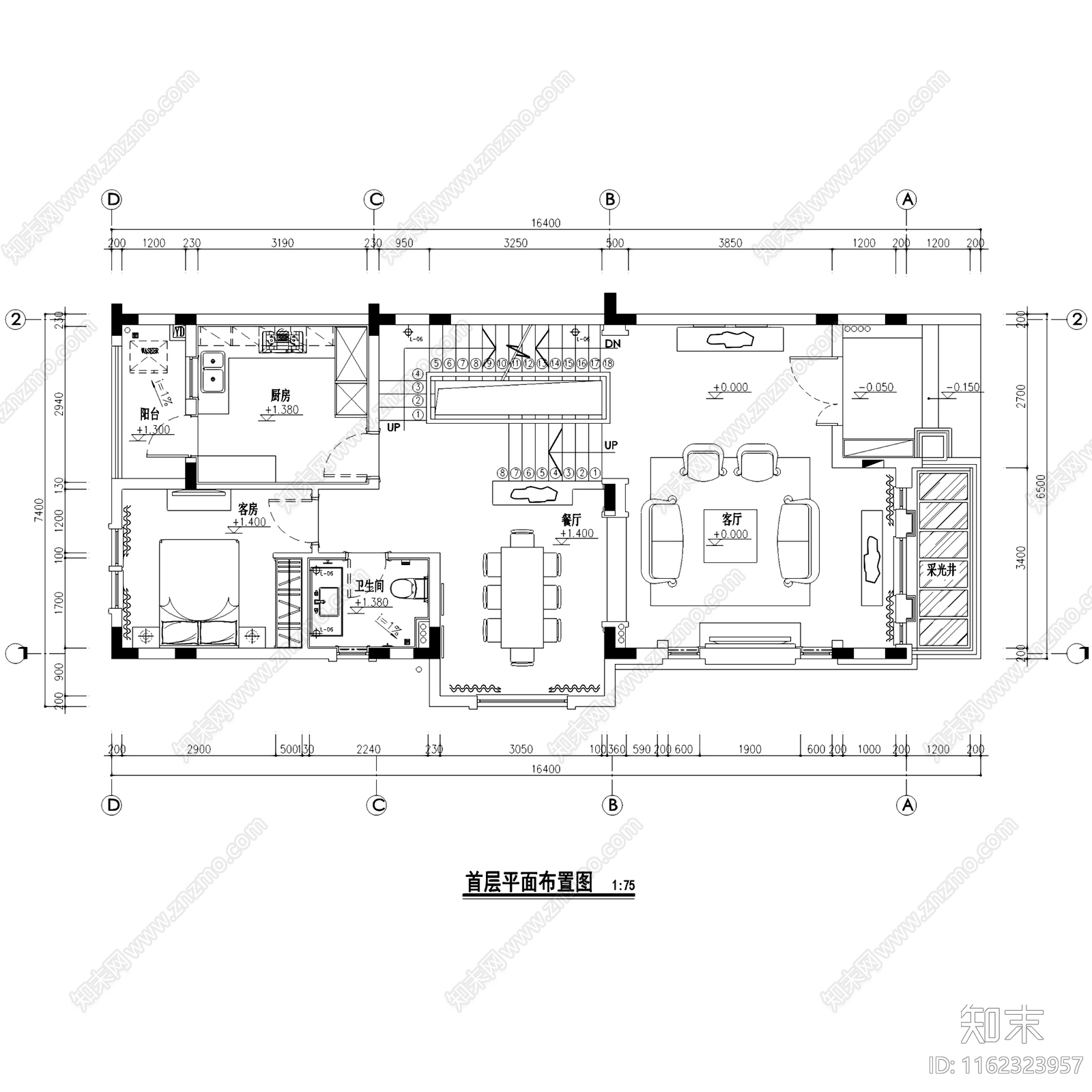 地中海风丰泰樟木头三层别墅室内家装cad施工图下载【ID:1162323957】